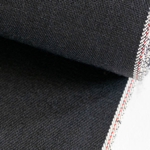 denimlab - selvagelab - italian - japanese deadstock selvedge black denim fabric - nomad 110