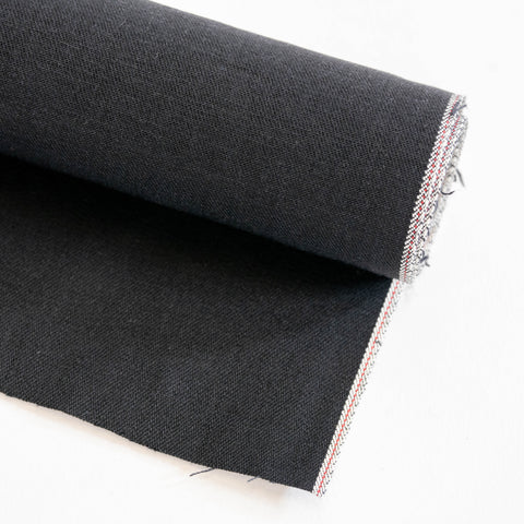 denimlab - selvagelab - italian - japanese deadstock selvedge black denim fabric - nomad 110